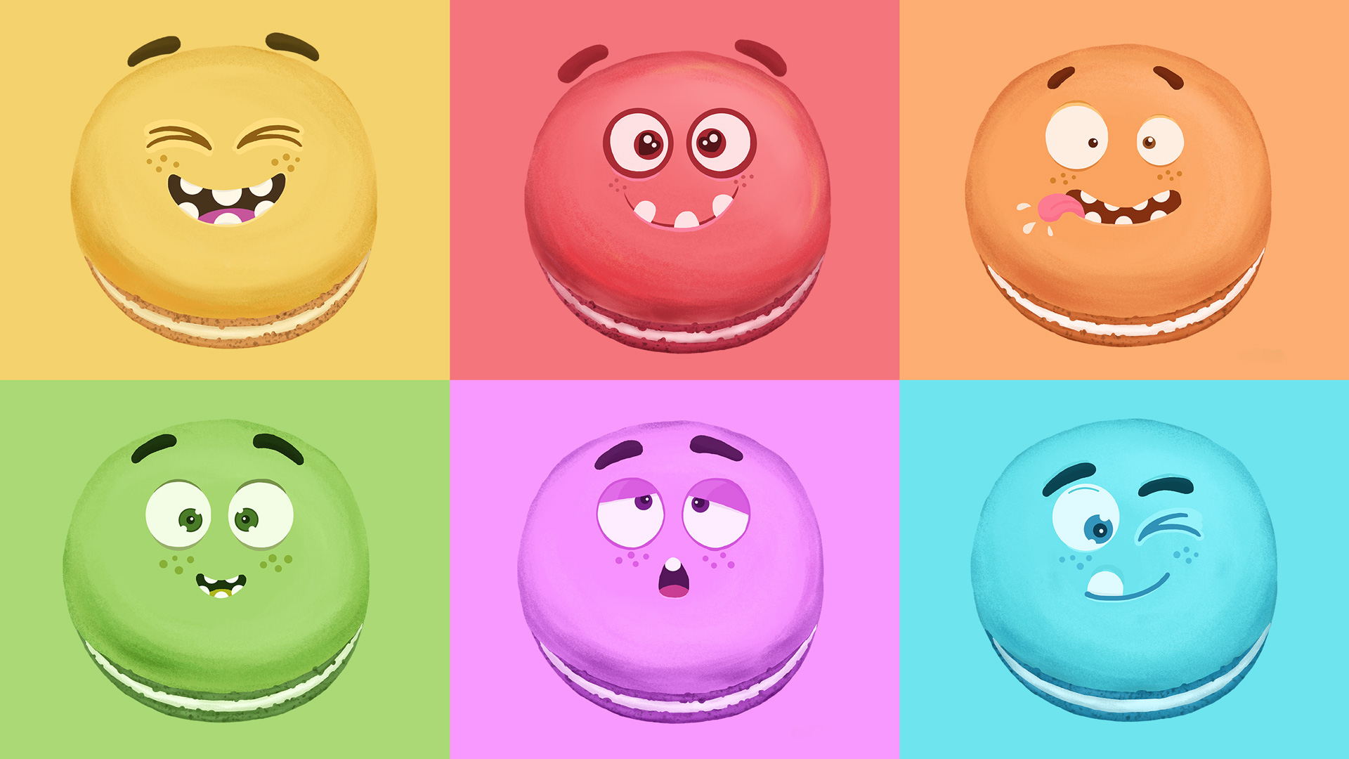 馬卡龍蛋糕：色彩繽紛、表情好玩